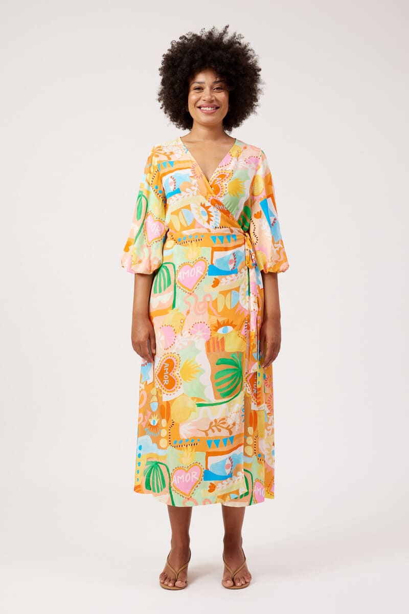 HAVEN Mykonos Wrap Midi Dress Mati
