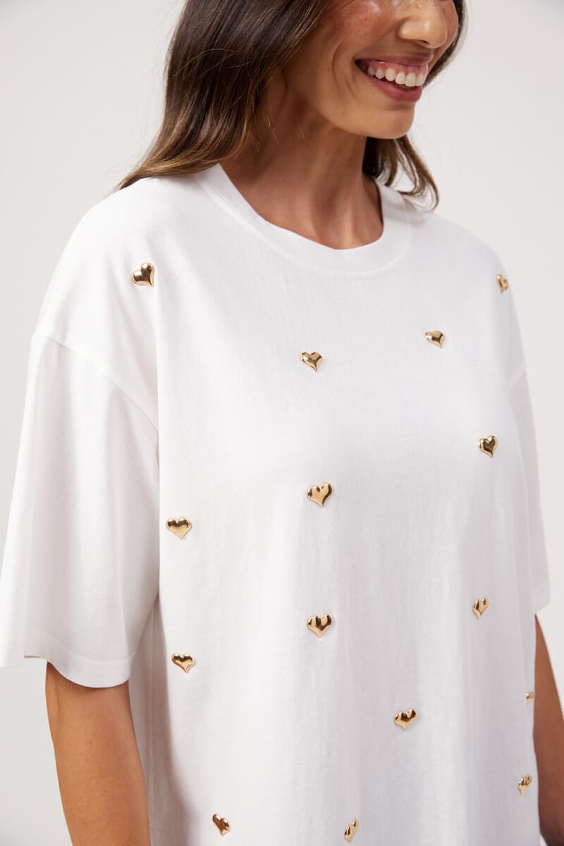 HAVEN Elba Heart Embell Tee White
