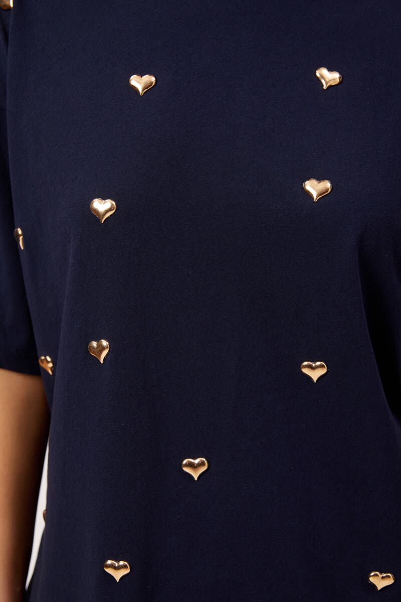 HAVEN Elba Heart Embell Tee Navy