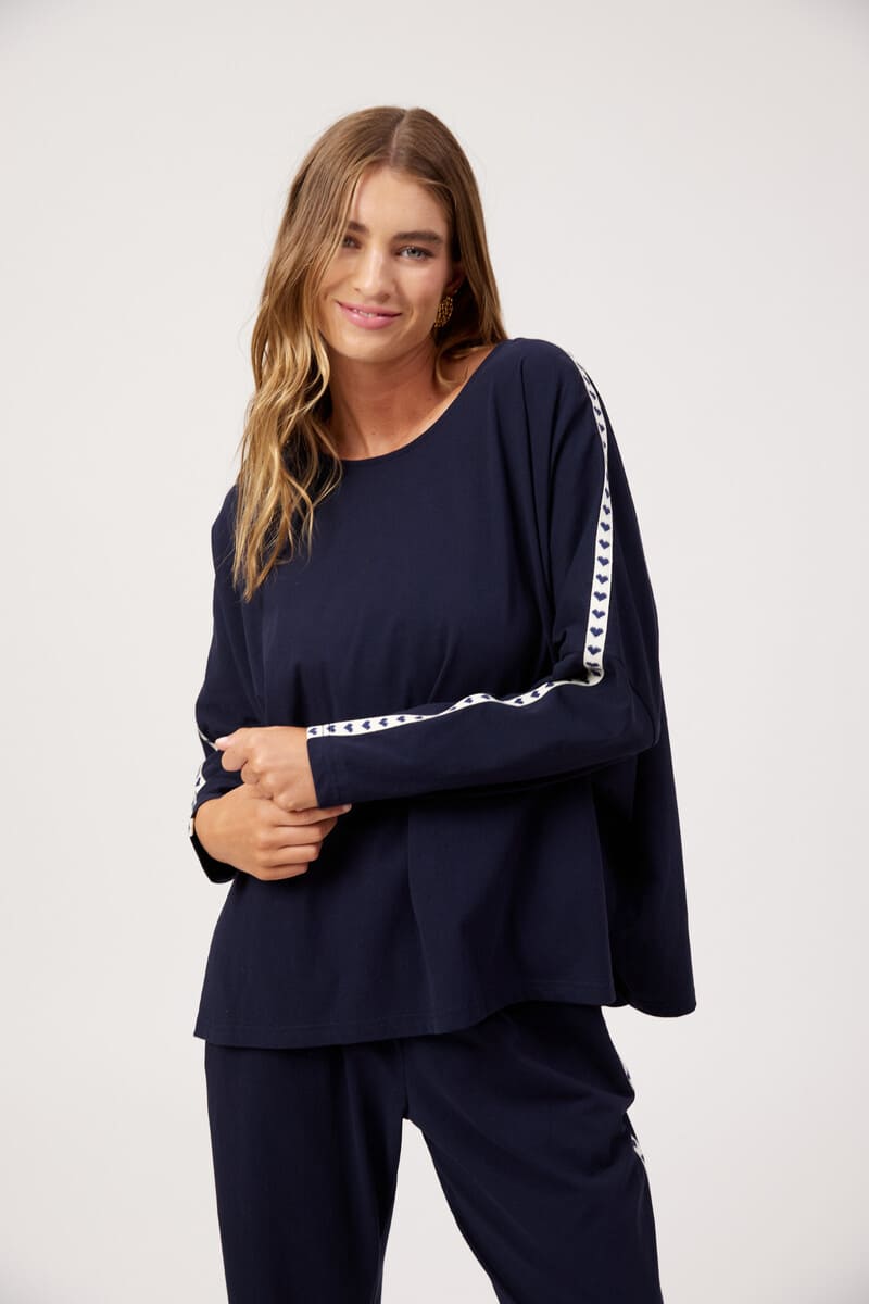 HAVEN Elba Heart LSl Tee Navy