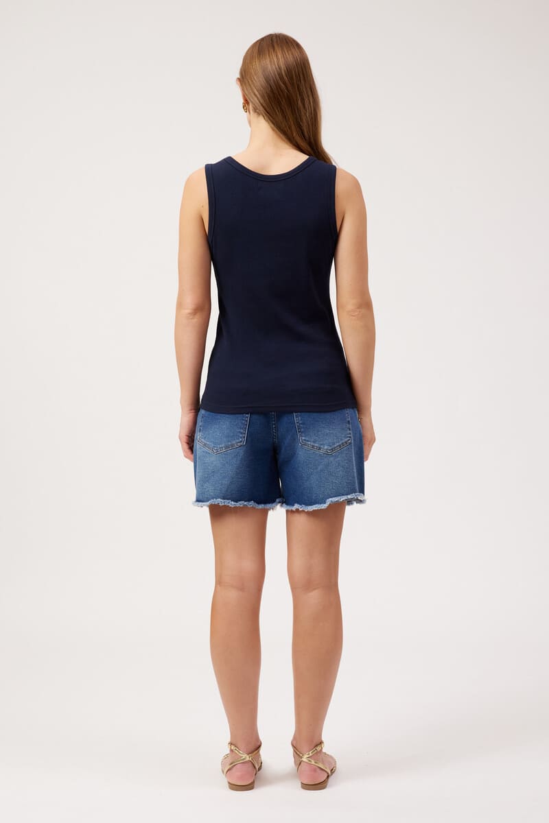 HAVEN Athens Embr Tank Top Navy