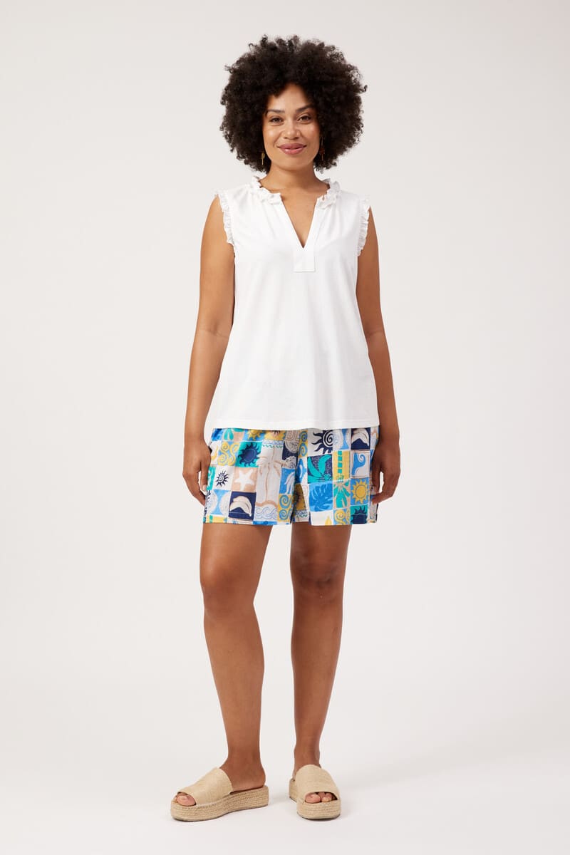 HAVEN Athens Frill Tank Top White
