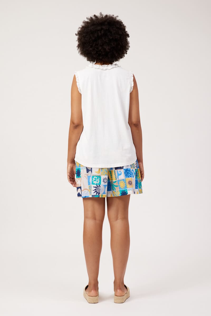 HAVEN Athens Frill Tank Top White