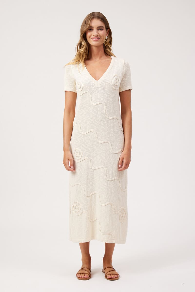 HAVEN Olympus Appliq Dress Sand