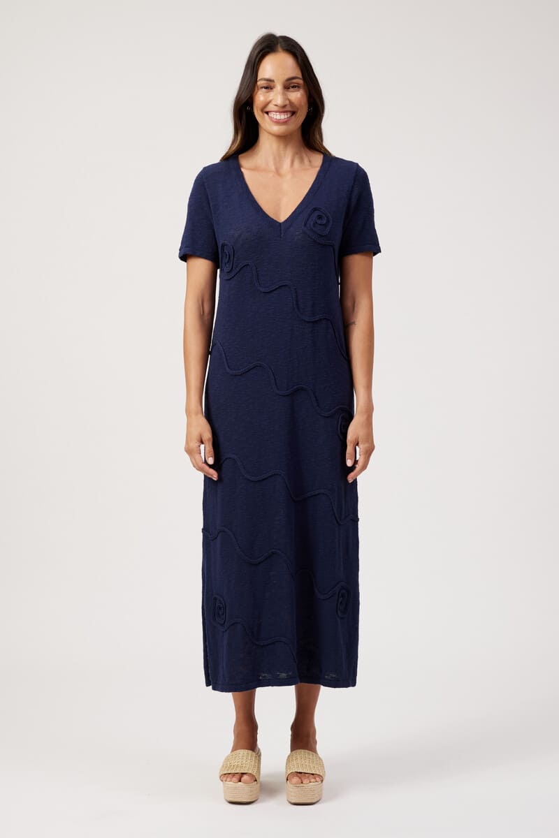 HAVEN Olympus Appliq Dress Navy