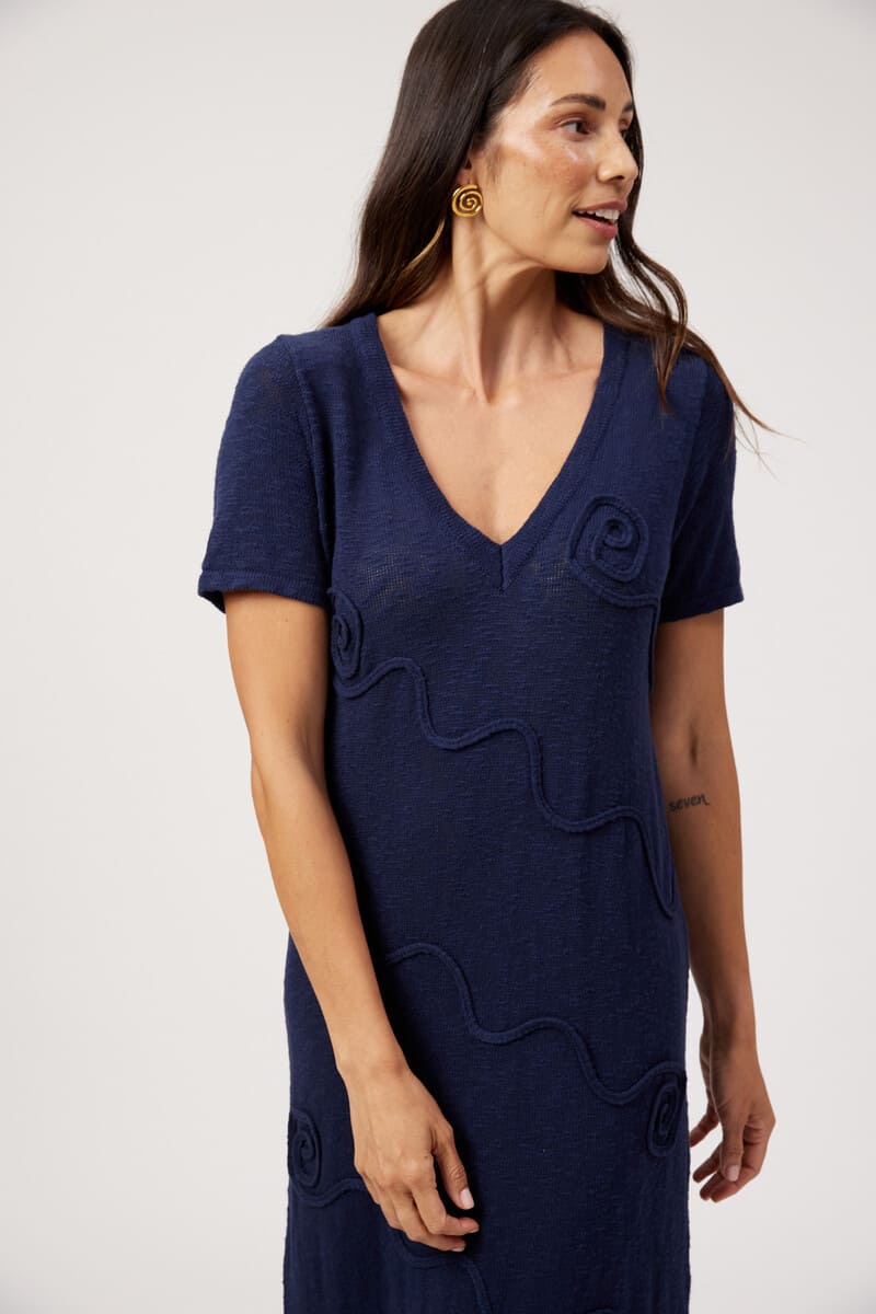 HAVEN Olympus Appliq Dress Navy