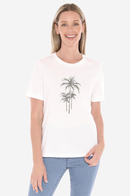JUMP Beaded Palm Tee BasilWh
