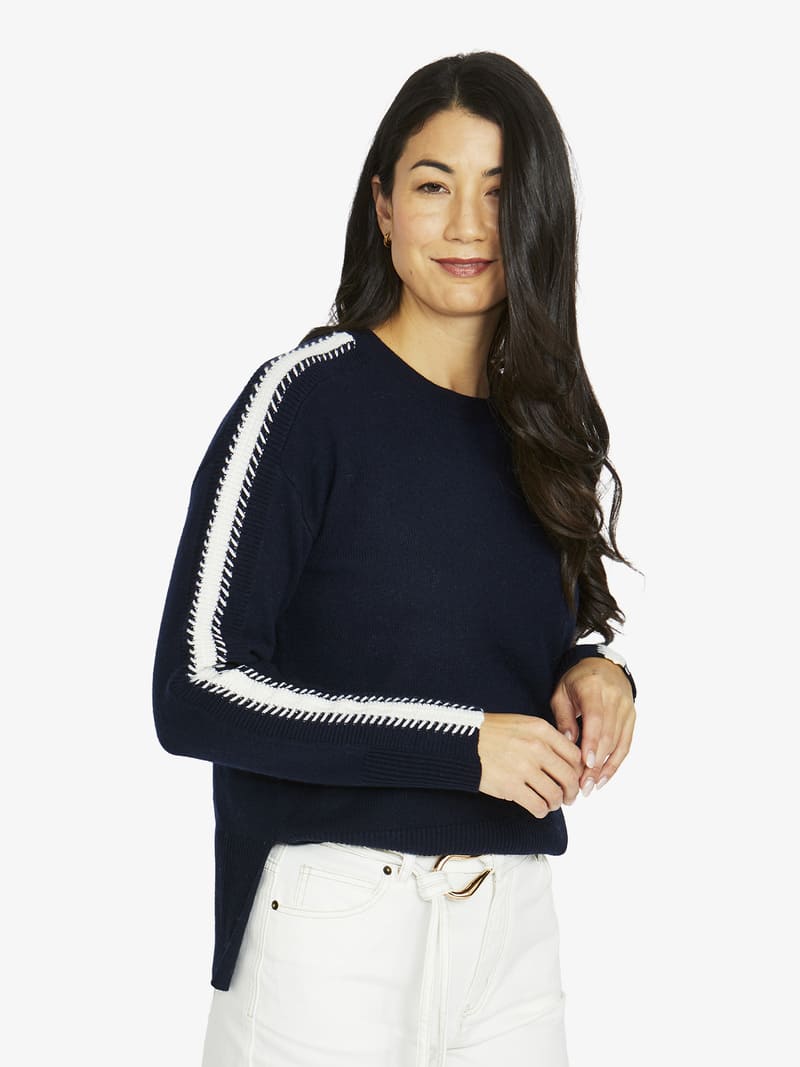 JUMP Sleeve Stitch Pullover NavyIv