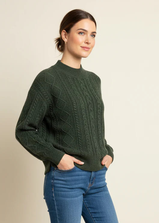JUMP Mock Cable Pullover Thyme