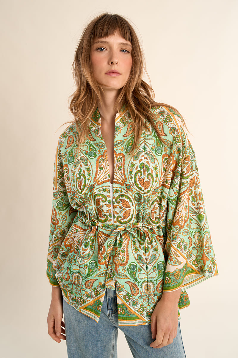 MOLLY BRACKEN Woven Kimono GreenInes