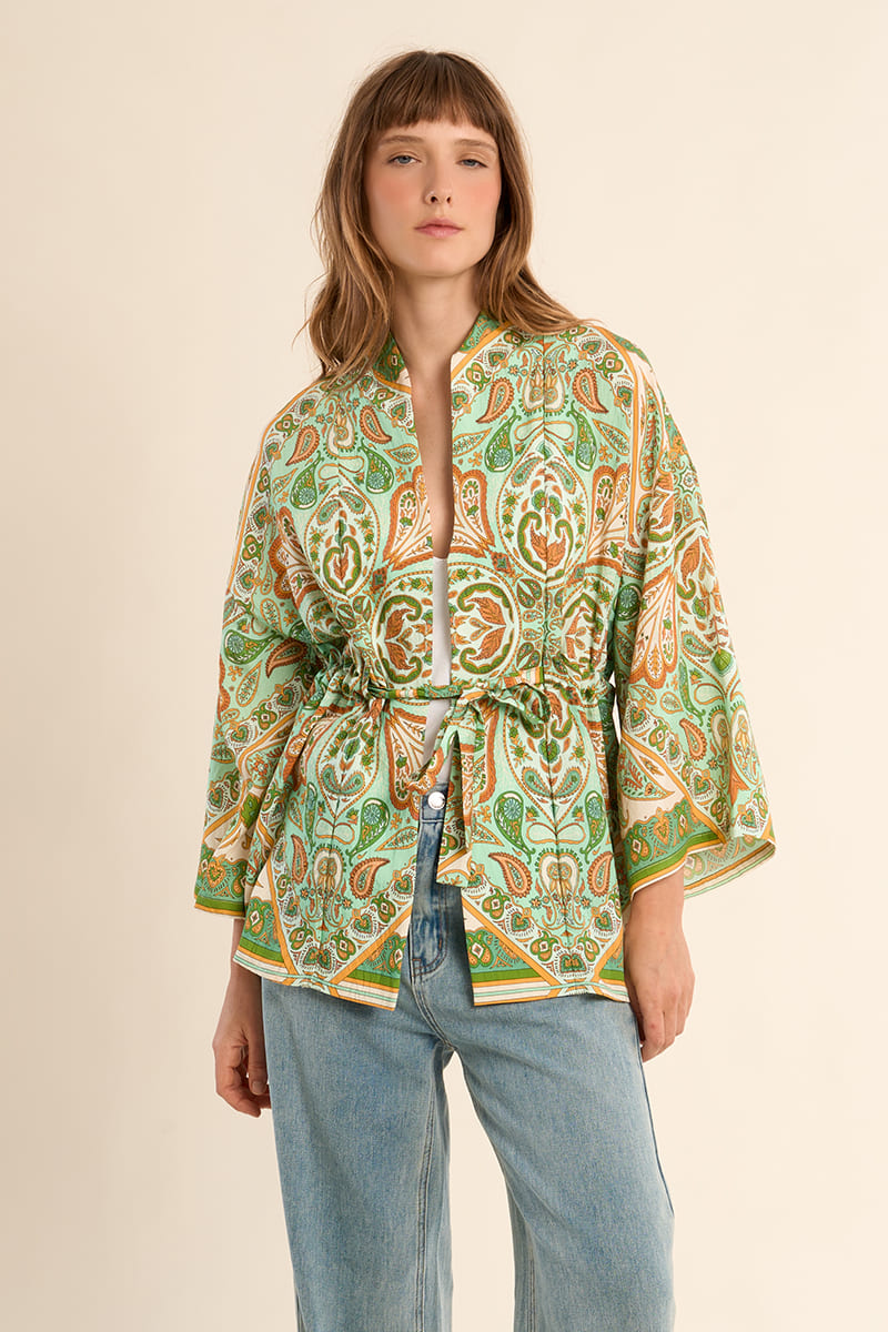 MOLLY BRACKEN Woven Kimono GreenInes