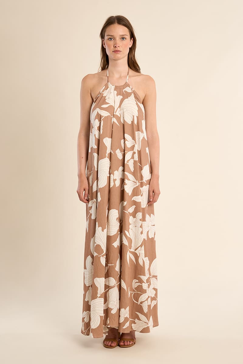 MOLLY BRACKEN Halter Dress ChloeBeige