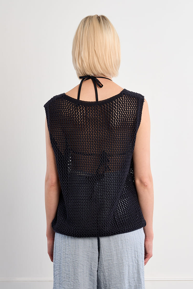 LILI SIDONIO Crochet Vest NavyBlue