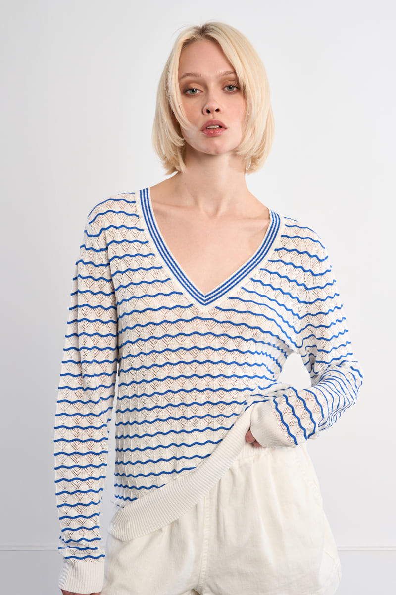 LILI SIDONIO Waves Knit Sweater BlueIv