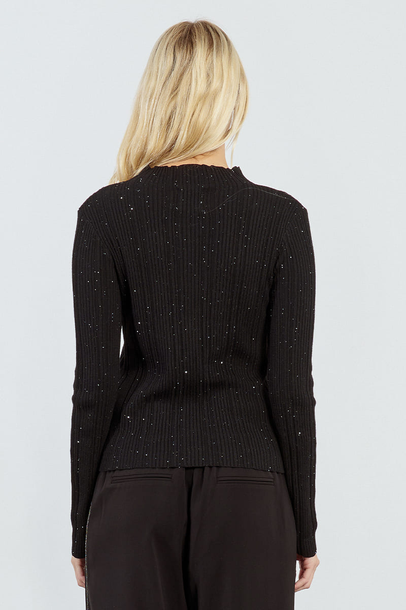 LILI SIDONIO Shell Ribbed Top Black