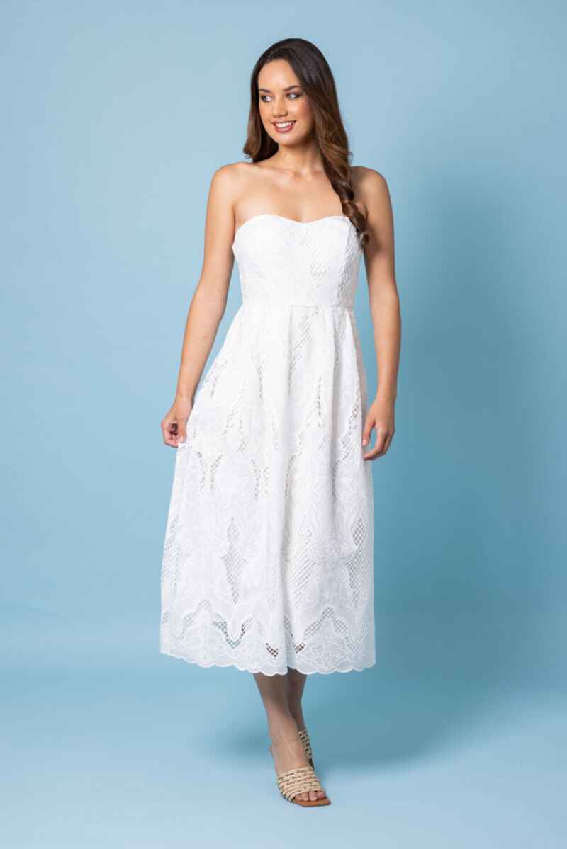 AMAYA Lani Bodice Lace Dress White
