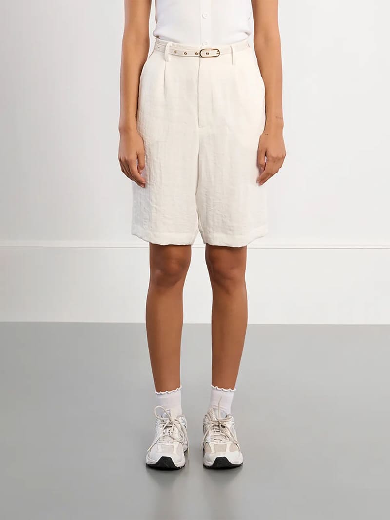 LILI SIDONIO Belted Bermuda Shorts White