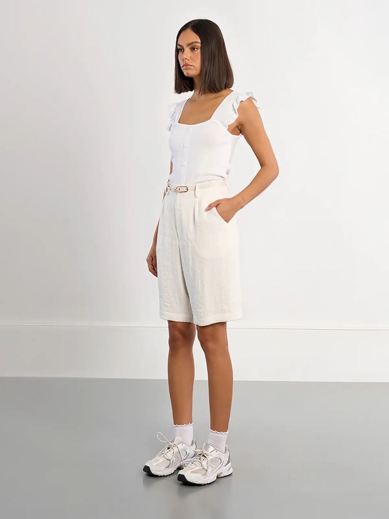 LILI SIDONIO Belted Bermuda Shorts White