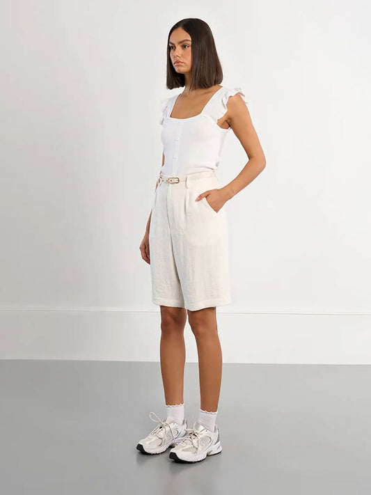 LILI SIDONIO Belted Bermuda Shorts White