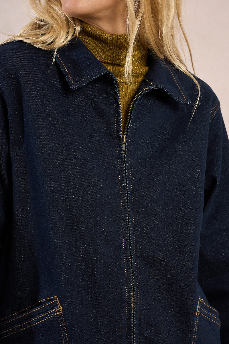 MOLLY BRACKEN Raw Denim Jacket Blue