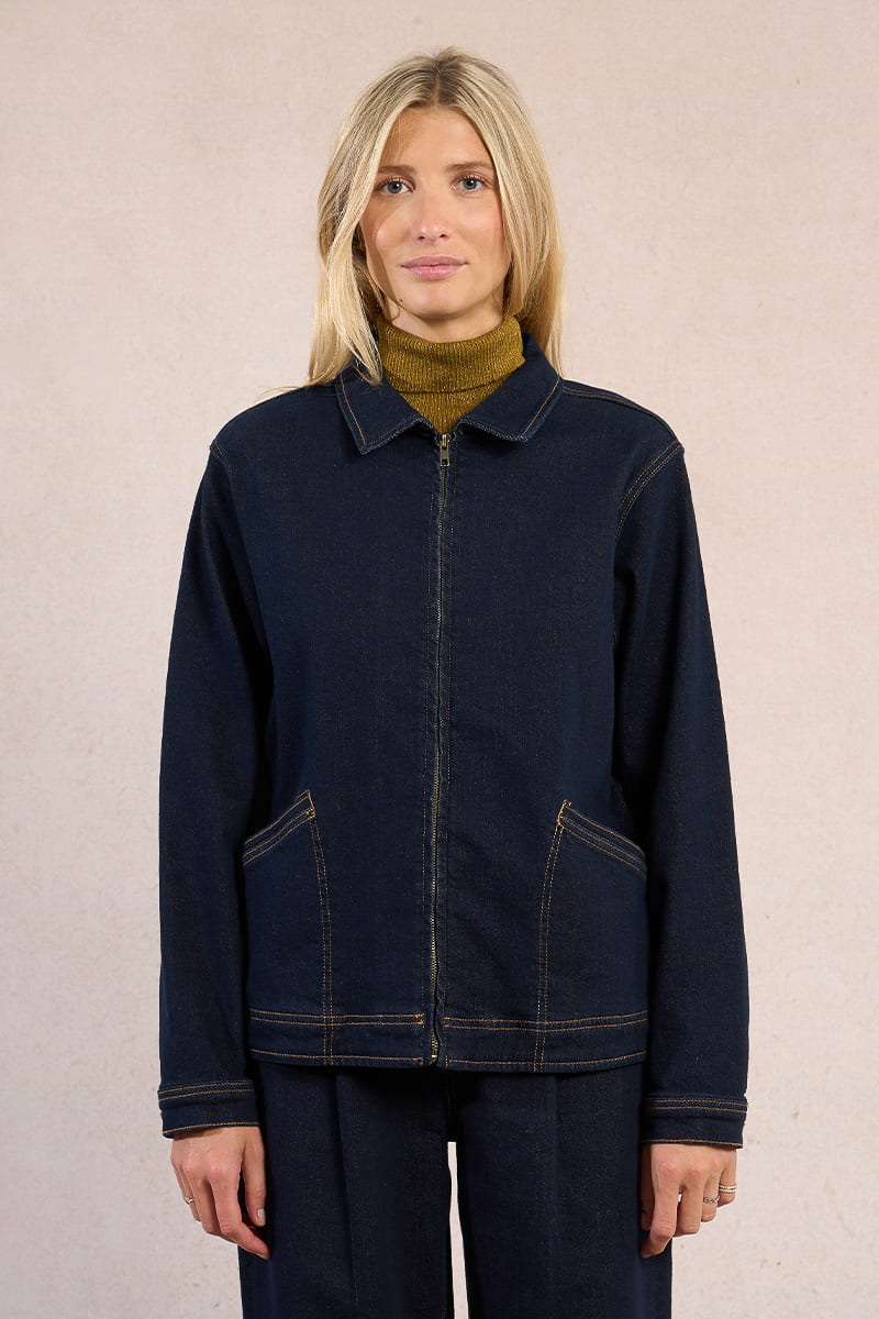 MOLLY BRACKEN Raw Denim Jacket Blue
