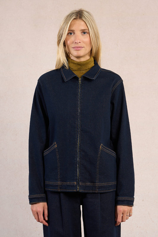 MOLLY BRACKEN Raw Denim Jacket Blue