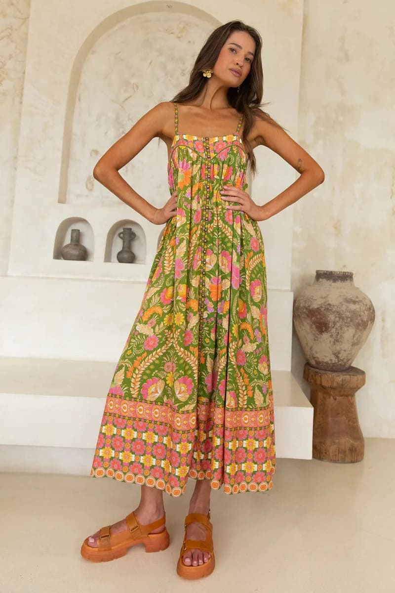 NLB Estella Midi Dress Guava