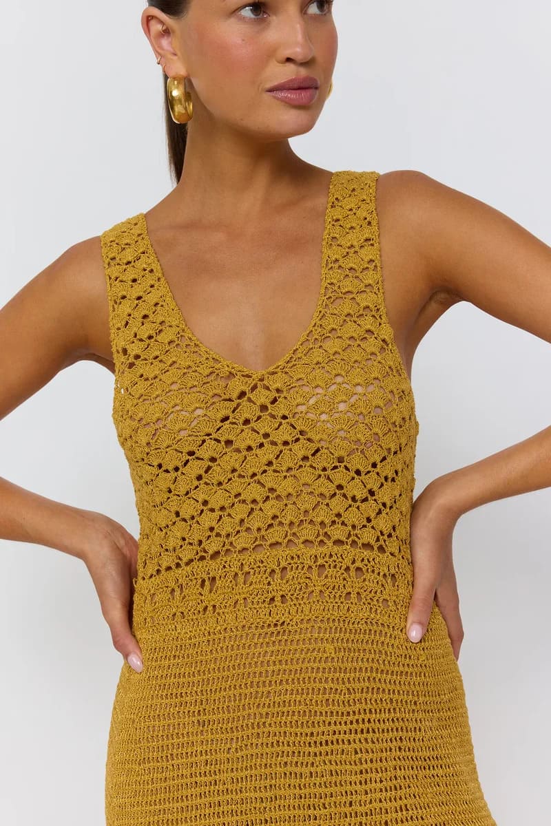 NLB Francis Crochet Dress Gold
