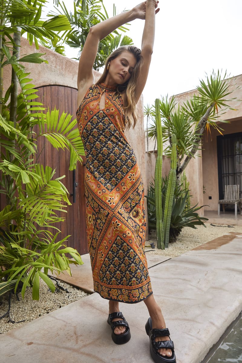 NLB Sydney Midi Dress Saffron