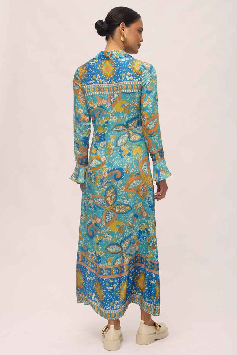 NINE LIVES Pearl Midi Dress Aquam