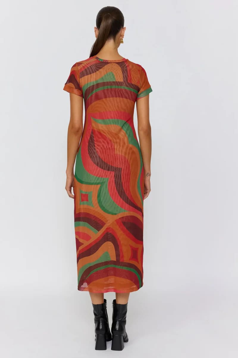 NLB Yoko Midi Dress Crimson Sun