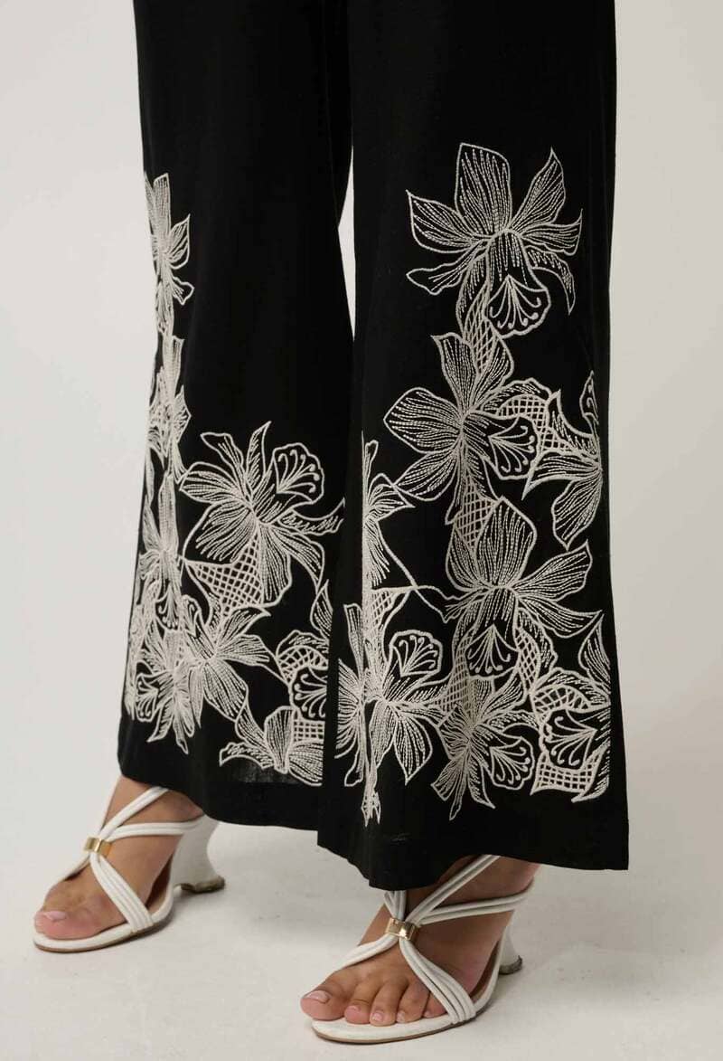 ONCE WAS Willow Embr Pants Black