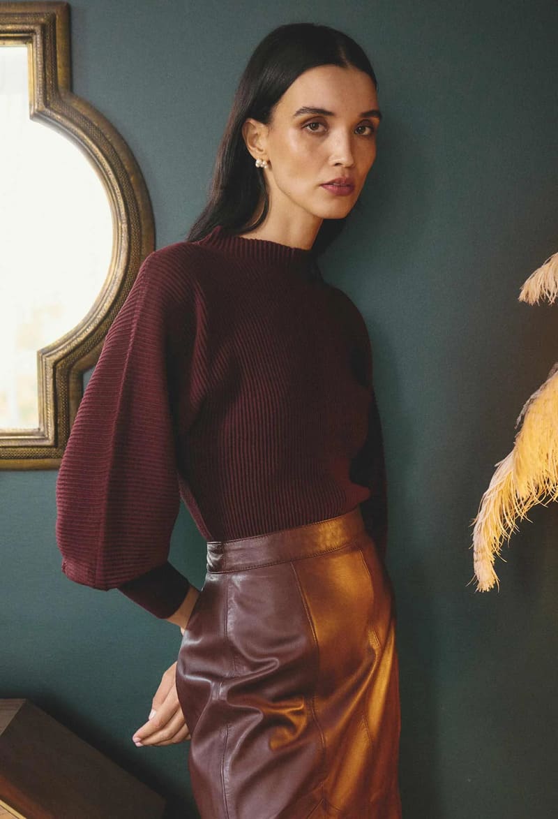 ONCE WAS Roselle Knit Top Bordeaux