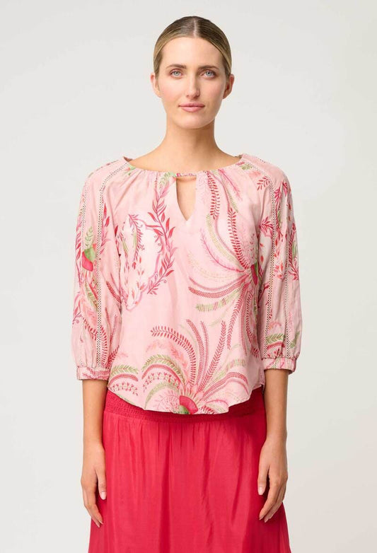 ONCE WAS Sakina Silk Blouse Palmarosa