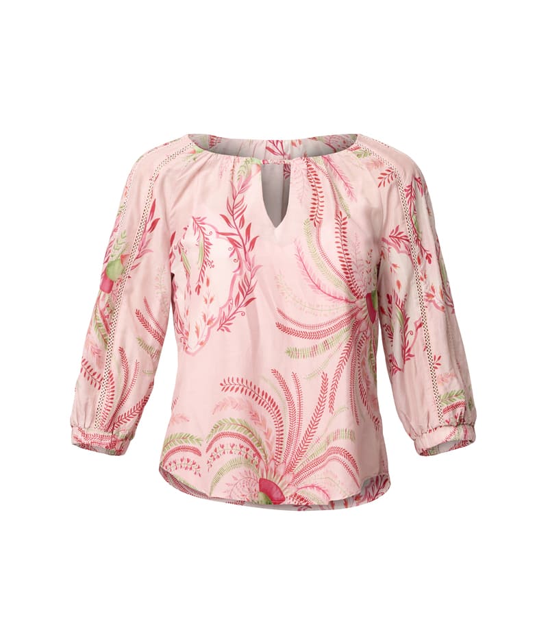 ONCE WAS Sakina Silk Blouse Palmarosa