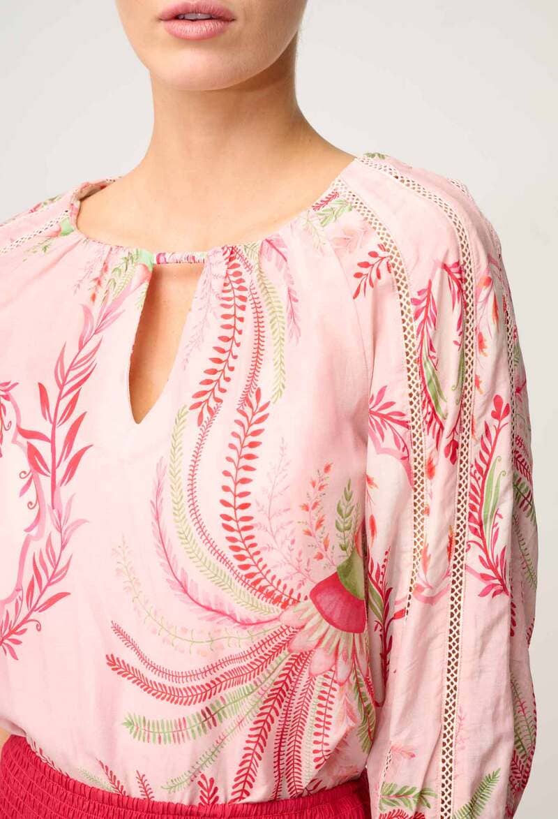 ONCE WAS Sakina Silk Blouse Palmarosa