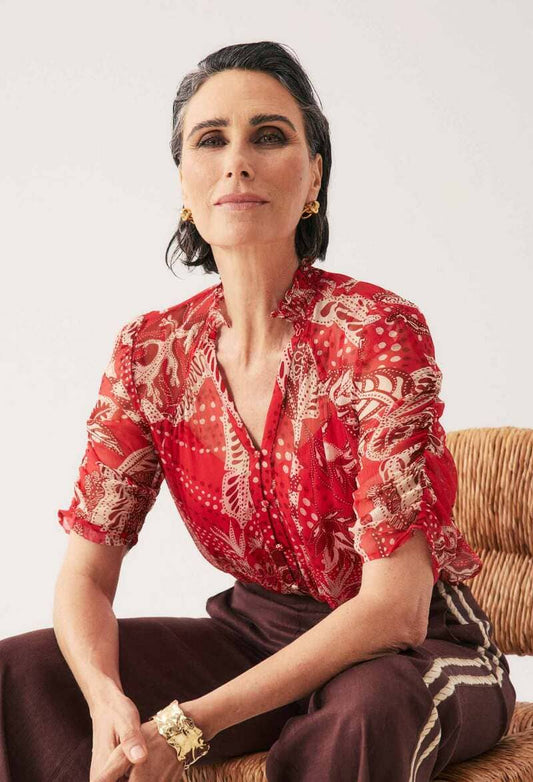 ONCE WAS Lunette Blouse CrimsonP