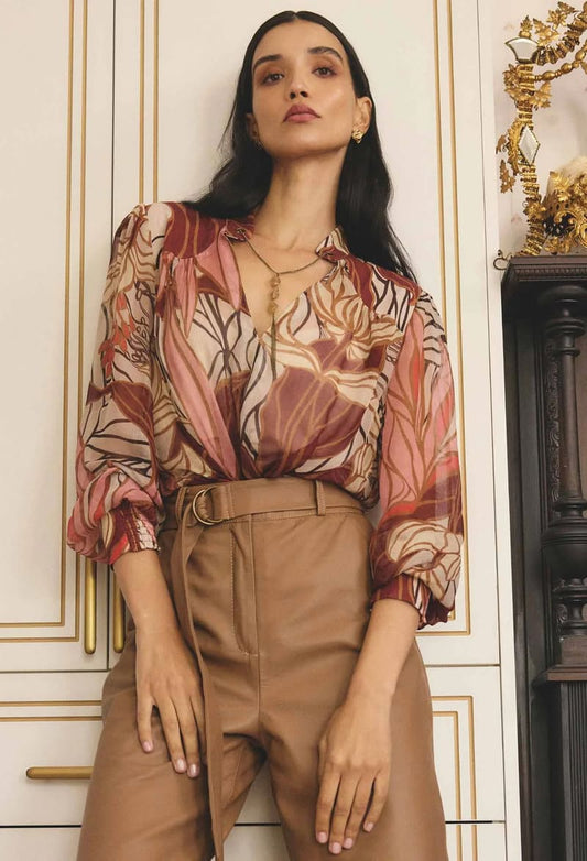 ONCE WAS Freya Sheer Blouse CBotanic