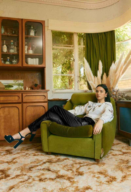 ONCE WAS Tallitha Leather Pants Blk