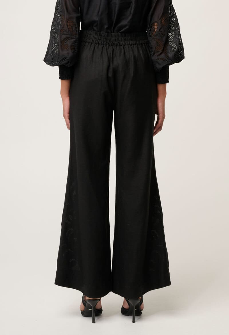 ONCE WAS Rhea Embr Pants Black