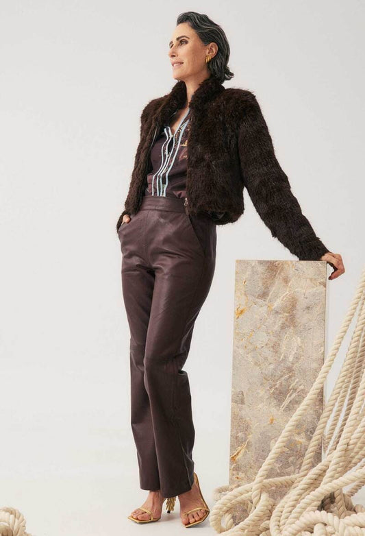 ONCE WAS Joan Leather Pants Oxblood
