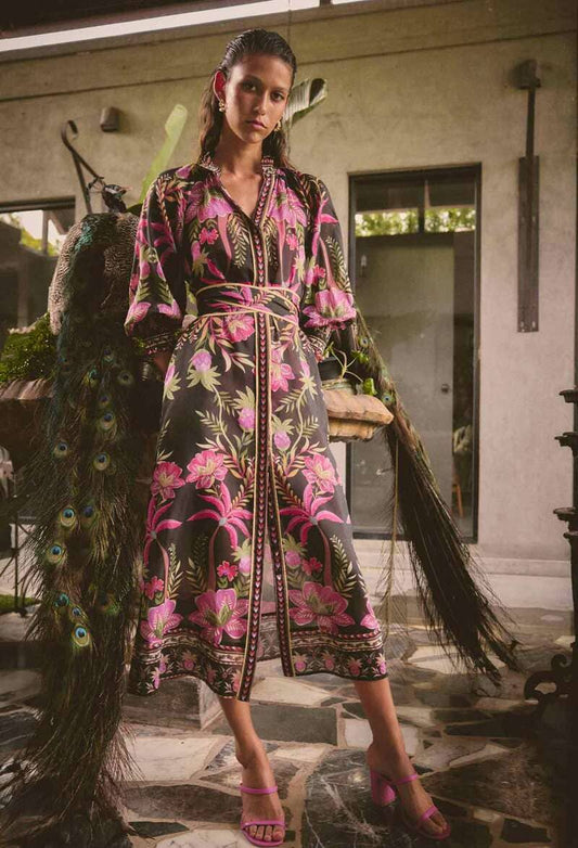 ONCE WAS Carmen Maxi Dress Black