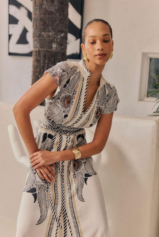 ONCE WAS Malika Flutter Sl Dress IvoryC