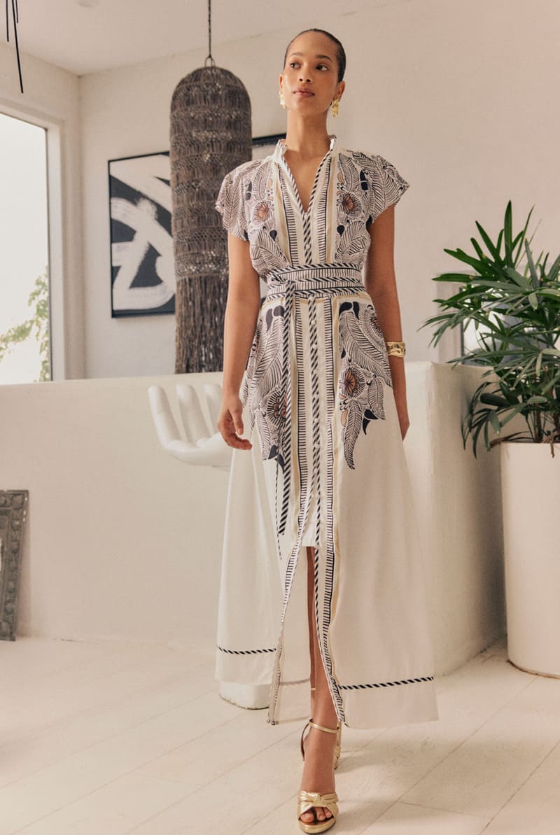 ONCE WAS Malika Flutter Sl Dress IvoryC