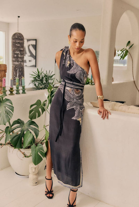 ONCE WAS Amira One Shoulder Dress OnyxC