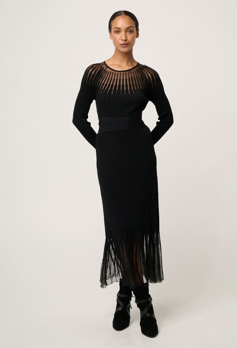 ONCE WAS Rhiannon Knit Dress Black