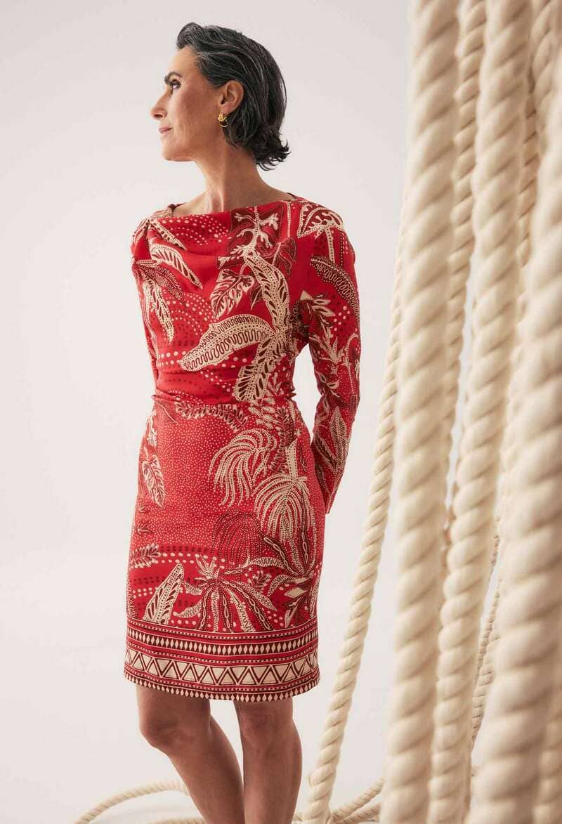 ONCE WAS Helsa Dress CrimsonP