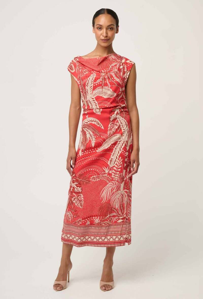 ONCE WAS Monique Dress CrimsonP