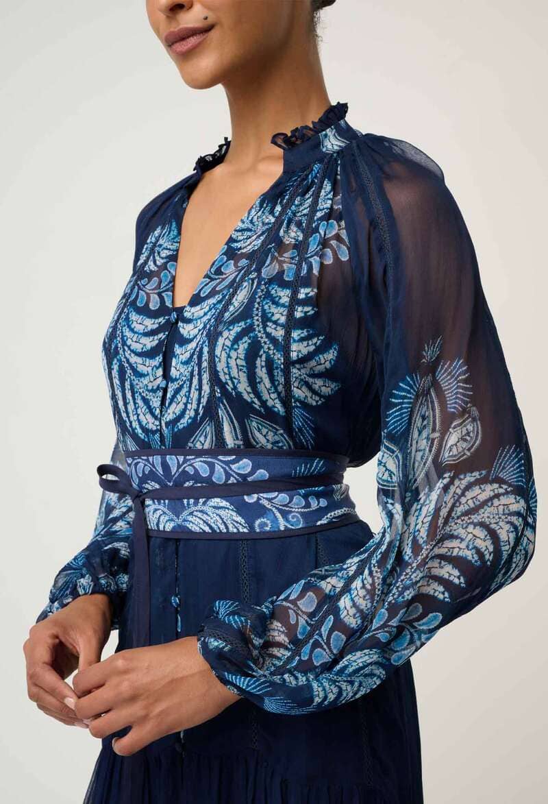 ONCE WAS Sloane Midi Dress MoonlitB