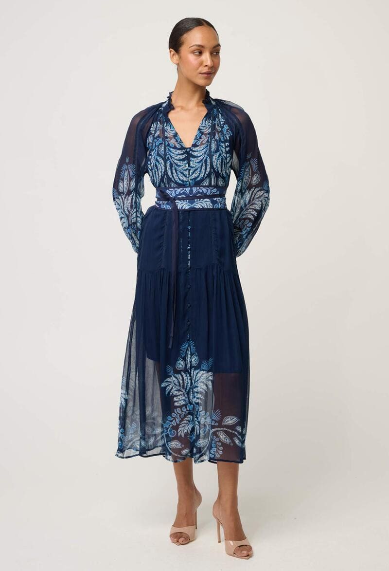 ONCE WAS Sloane Midi Dress MoonlitB
